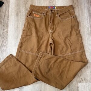 Empyre Relaxed Fit Double Knee Skate Pants Brown Canvas Mens 32